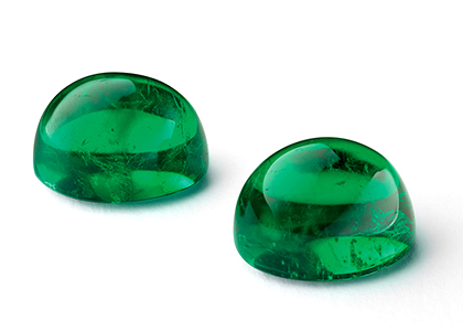 Cabochon Cut Greenbewitch Certified Colombian Emeralds